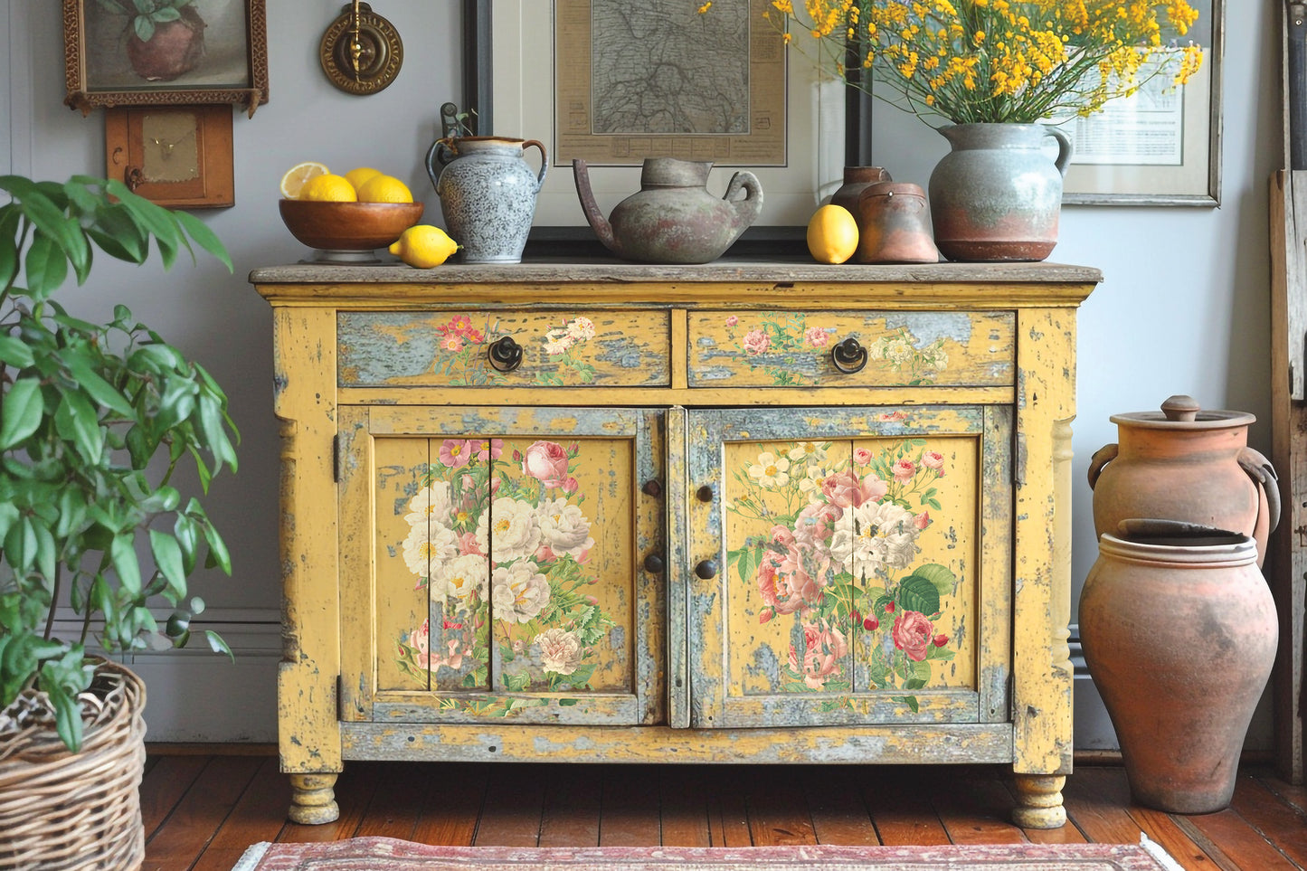 Rose Botanical IOD Transfer 12x16