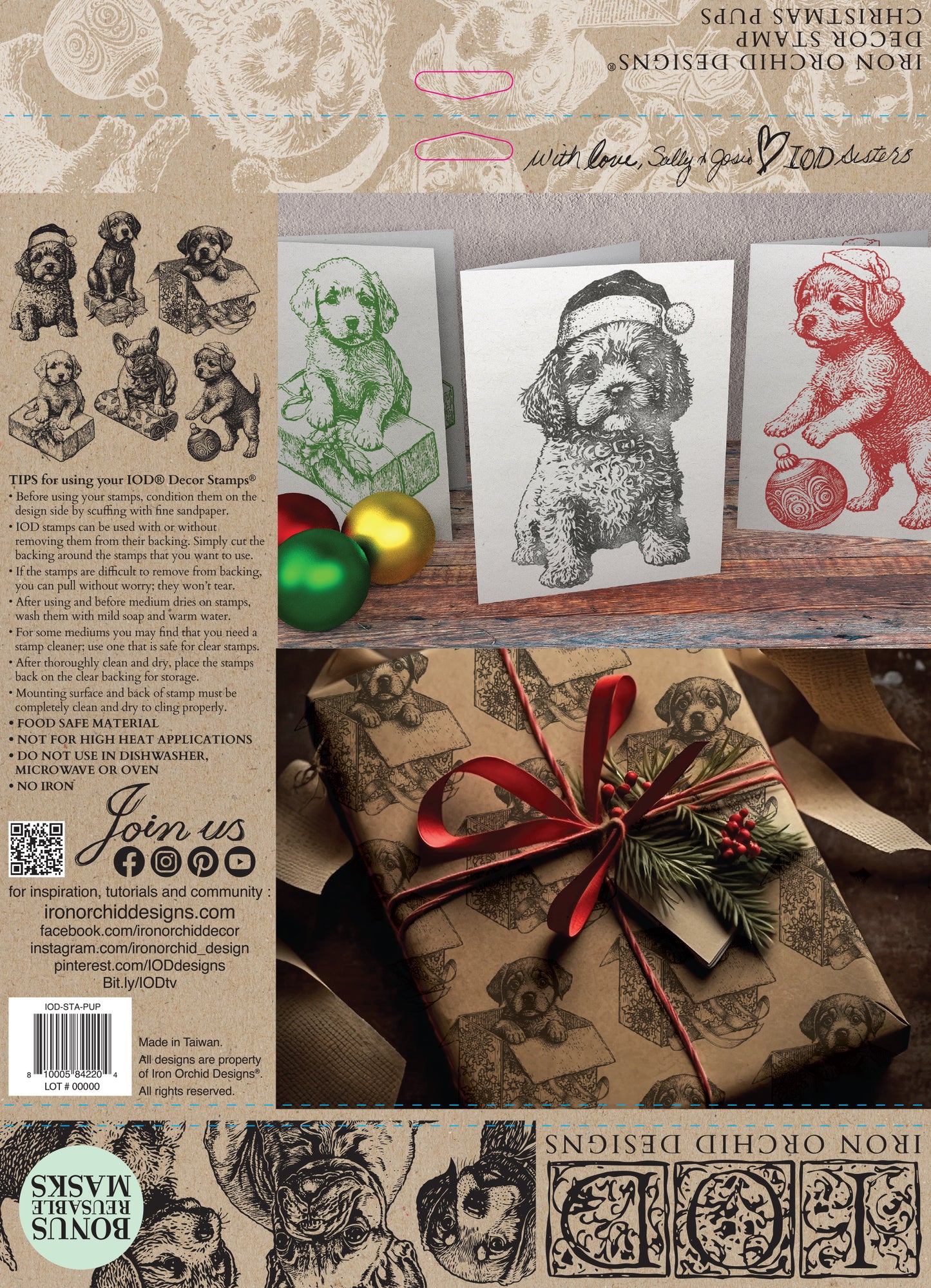 Christmas Pups 12x12 IOD Stamps