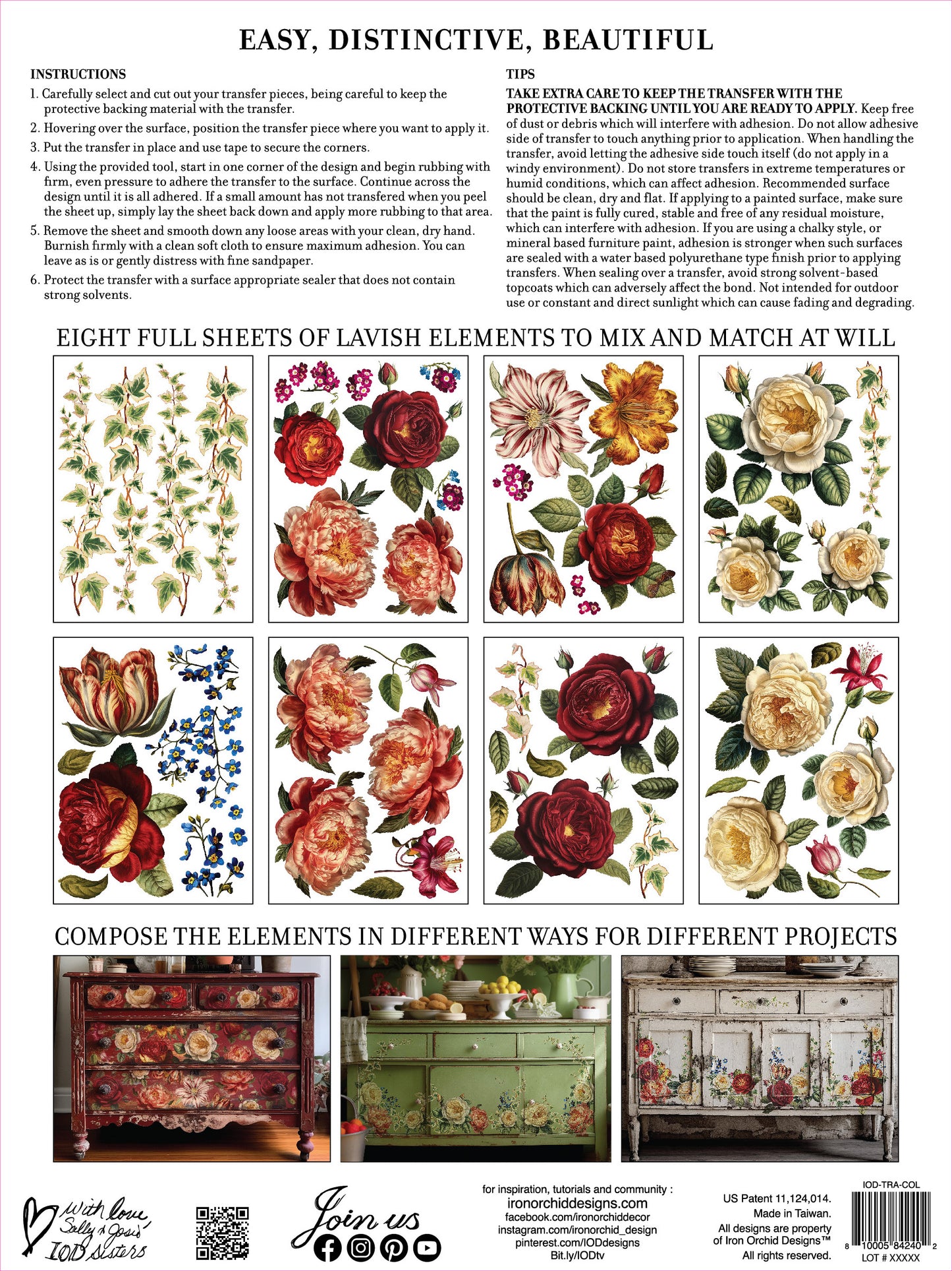 IOD TRANSFER COLLAGE DE FLEURS
