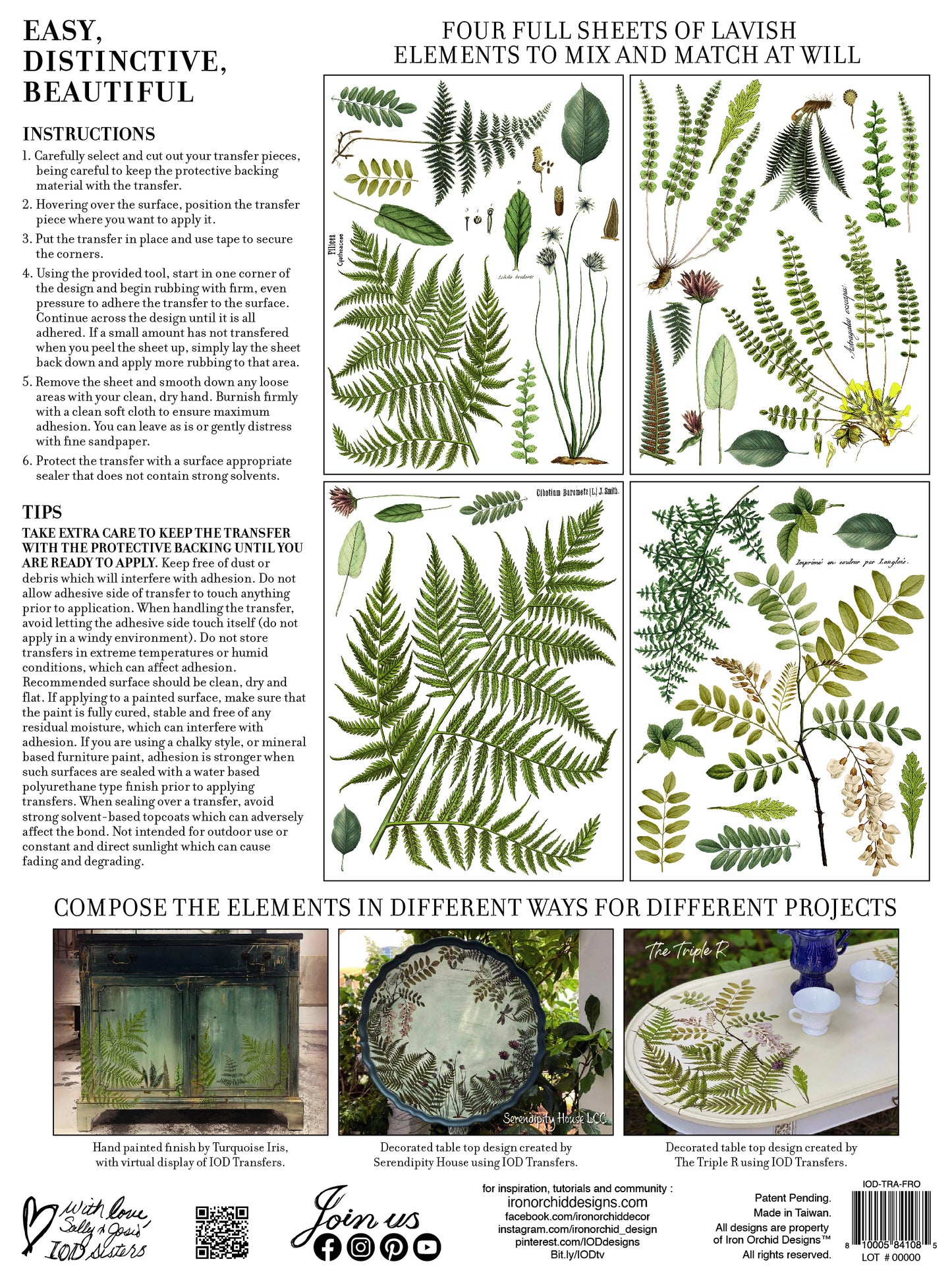 Fronds Botanical IOD Transfer 12x16