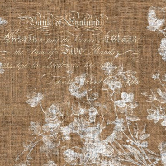 Roycycled Floral Burlap Portrait Decoupage Paper • DIY • scrapbooking • Junk Journal • Home Decor • Industrial • Tissue Paper • Vintage •