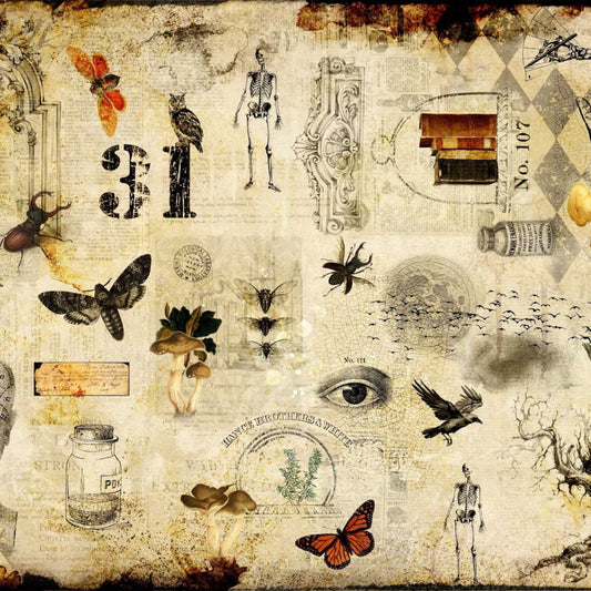 Roycycled Halloween Masterboard Decoupage Paper • Halloween Paper • Scrapbooking •Junk Journal • Grunge • DIY • Vintage • Steam Punk •Rustic