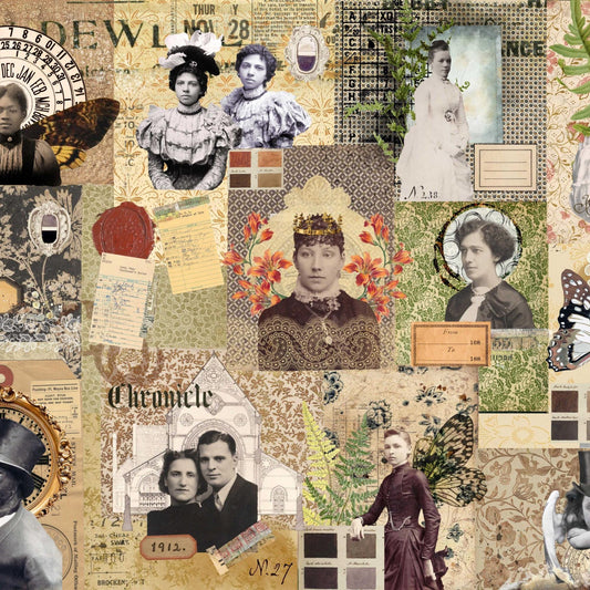 Photo Journal Masterboard-Decoupage Paper-Roycycled Treasure-Home Decor-Vintage-Tissue Paper-Scrapbooking-Junk Journal-DIY-Art Project