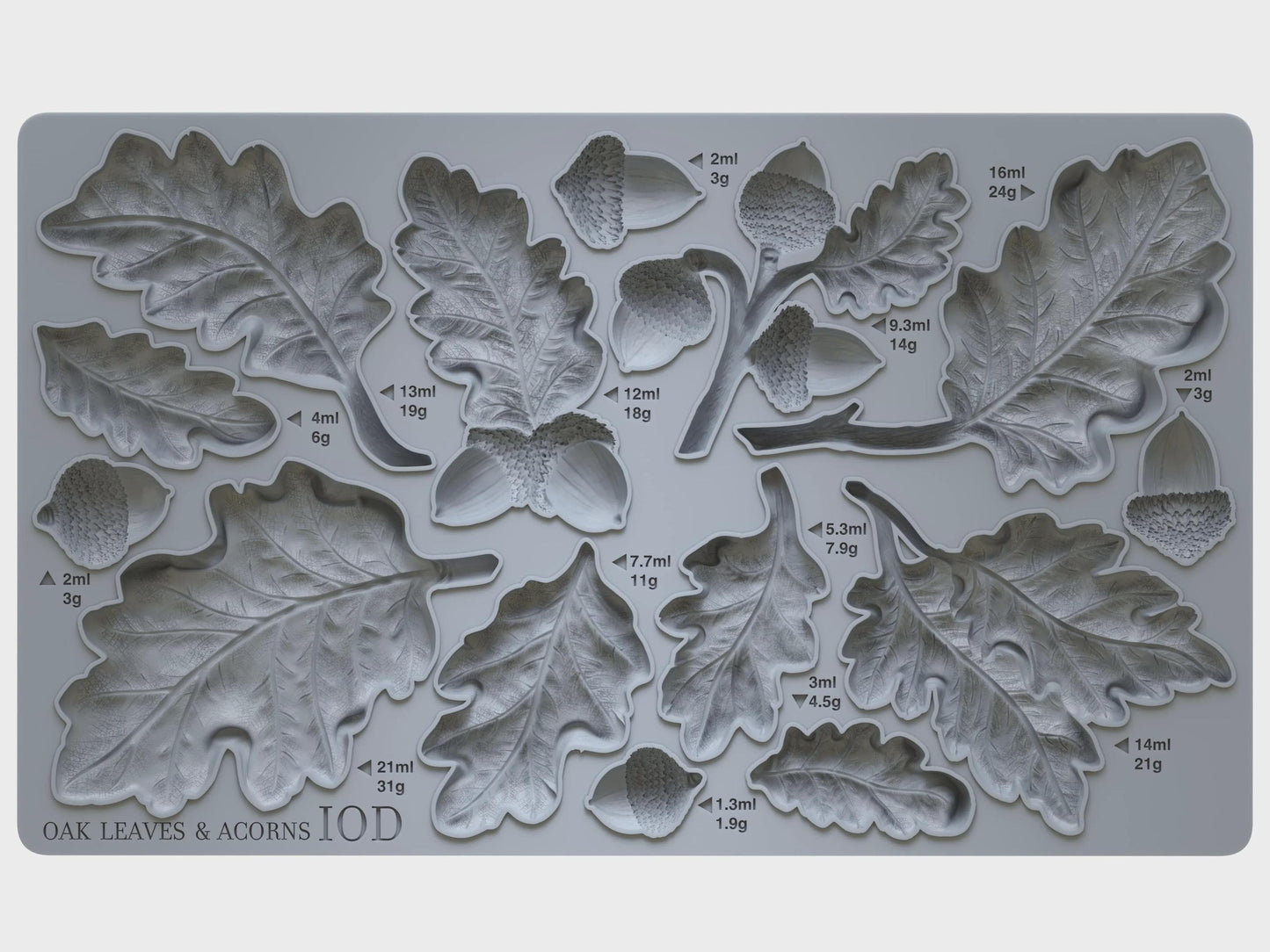 Iron Orchid Designs Mould Oak Leaves & Acorns  Silicone Food Safe Mould