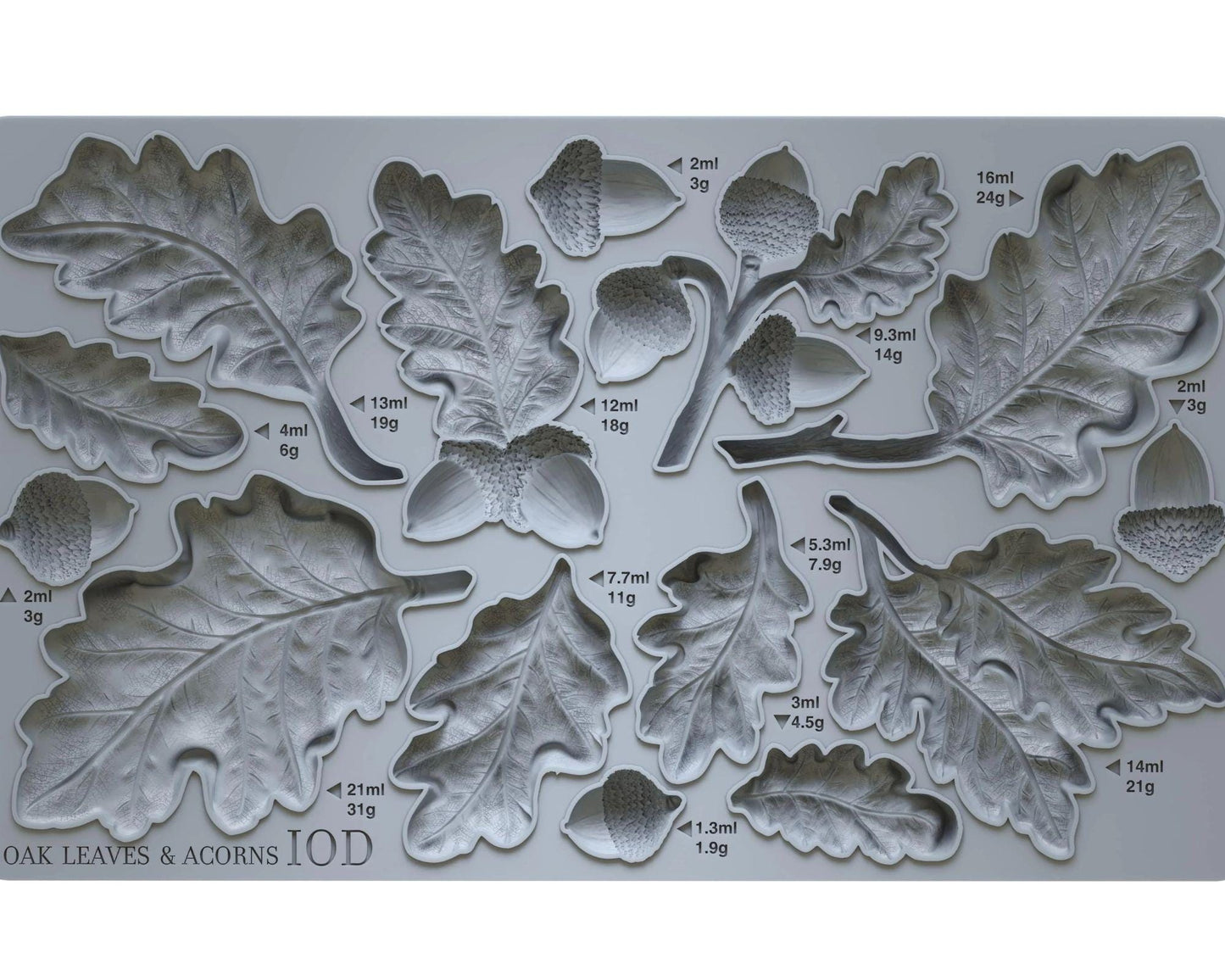 Iron Orchid Designs Mould Oak Leaves & Acorns  Silicone Food Safe Mould